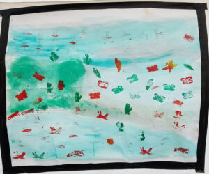Wandbild mit Stempeln